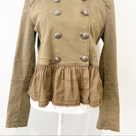 Free People green ruffled military jacket small - Picture 14 of 15